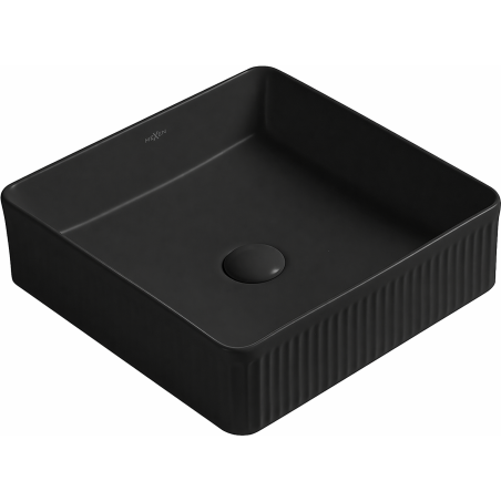 Mexen Grovo countertop washbasin ribbed 41 x 41 cm, black matt - 22304185