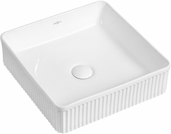 Mexen Grovo countertop basin fluted 37 x 37 cm, white - 22303700