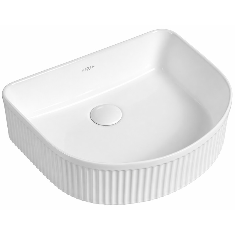 Mexen Grovo countertop washbasin fluted 41 x 36 cm, white - 22304200