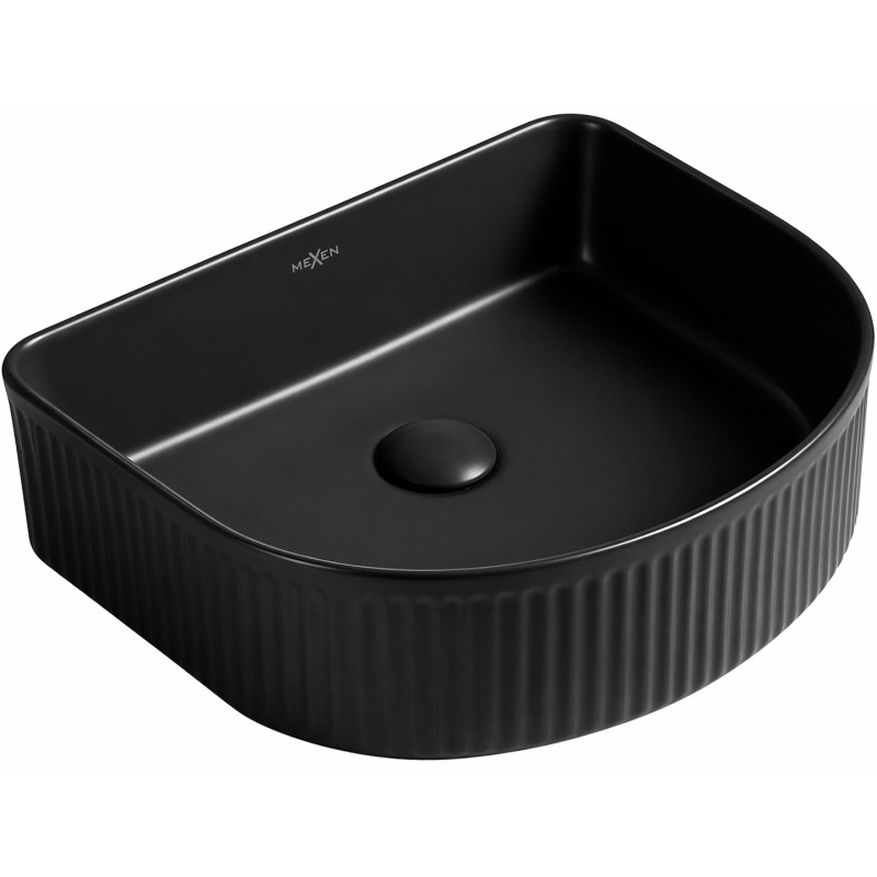 Mexen Grovo countertop washbasin ribbed 40 x 35 cm, black matte - 22304085
