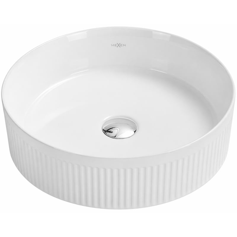 Mexen Grovo countertop sink fluted 35 x 35 cm, white - 22303500