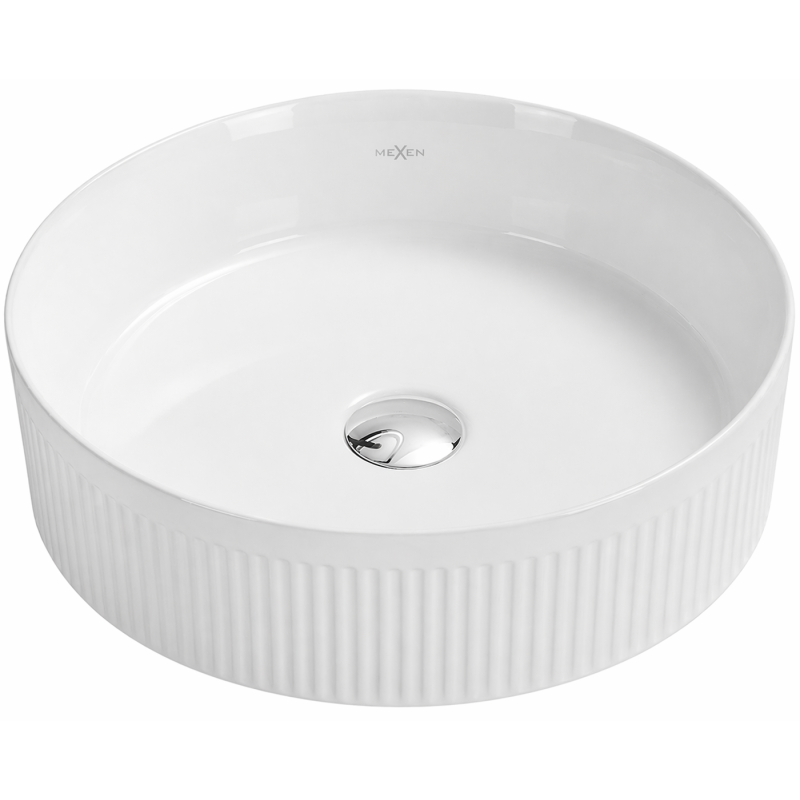 Mexen Grovo räfflat bänkskiva tvättställ 35 x 35 cm, vit - 22303500