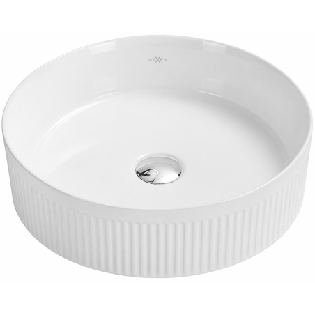 Mexen Grovo countertop sink fluted 35 x 35 cm, white - 22303500