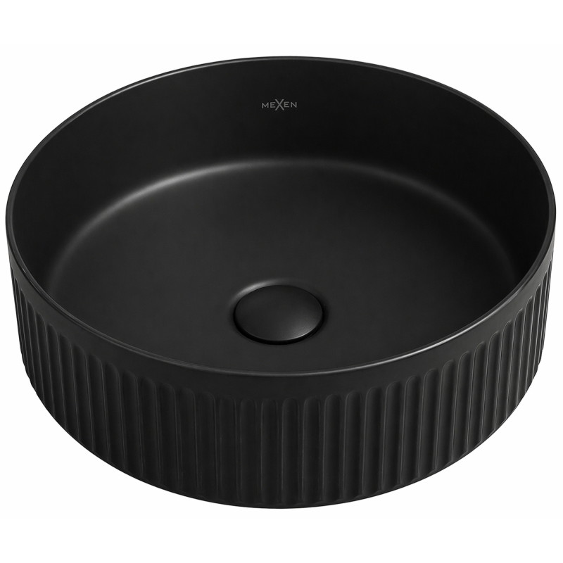 Mexen Grovo Countertop Washbasin Fluted 35 x 35 cm, Black Matte - 22303585