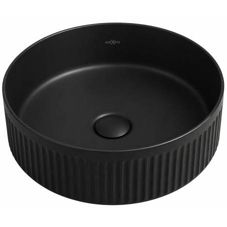 Mexen Grovo Countertop Washbasin Fluted 35 x 35 cm, Black Matte - 22303585