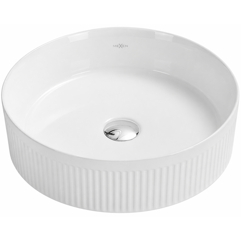 Mexen Grovo lavandino da appoggio scanalato 39 x 39 cm, bianco - 22303900
