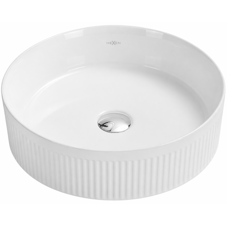 Mexen Grovo countertop ribbed washbasin 39 x 39 cm, white - 22303900
