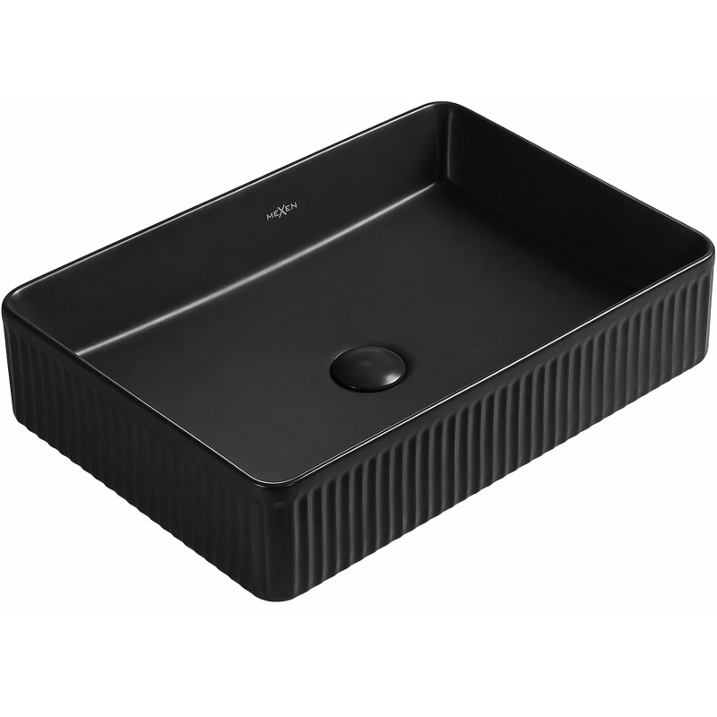 Mexen Grovo countertop washbasin fluted 51 x 37 cm, black matte - 22305185