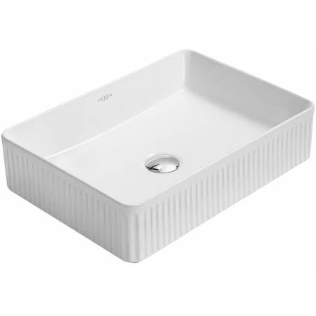 Mexen Grovo geribbelde opbouw wastafel 51 x 37 cm, wit - 22305100
