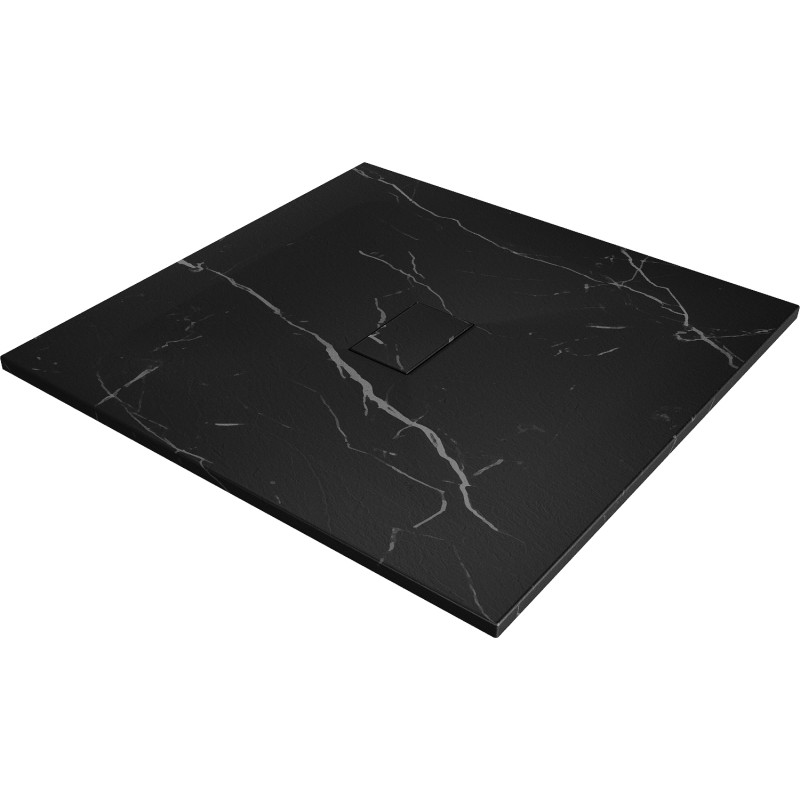 Mexen Hugo τετράγωνη ντουζιέρα SMC 100 x 100 cm, μαύρη πέτρα - 42751010