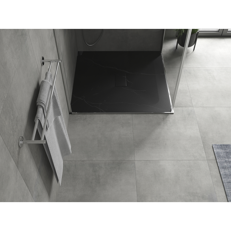 Mexen Hugo kvadrātveida paliktnis SMC 100 x 100 cm, melns akmens - 42751010