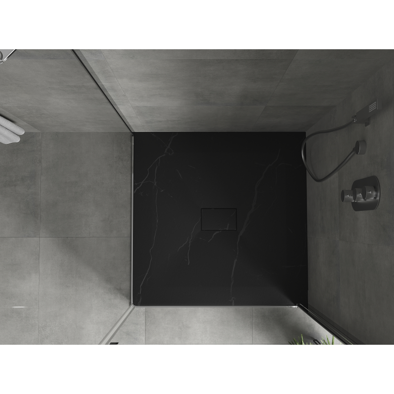 Mexen Hugo kvadrātveida paliktnis SMC 100 x 100 cm, melns akmens - 42751010
