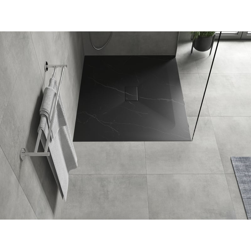 Mexen Hugo rectangular SMC shower tray 120 x 100 cm, black stone - 42751012