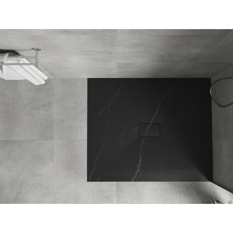 Mexen Hugo taisnstūrveida dušas paliktnis SMC 120 x 100 cm, melnais akmens - 42751012