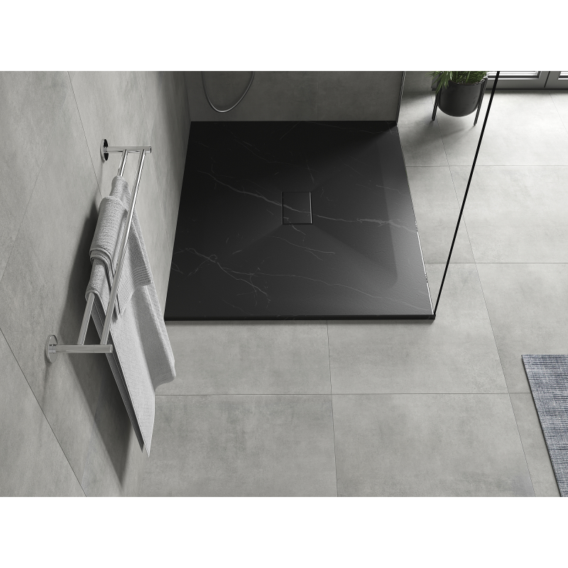 Mexen Hugo taisnstūrveida dušas paliktnis SMC 120 x 100 cm, melnais akmens - 42751012