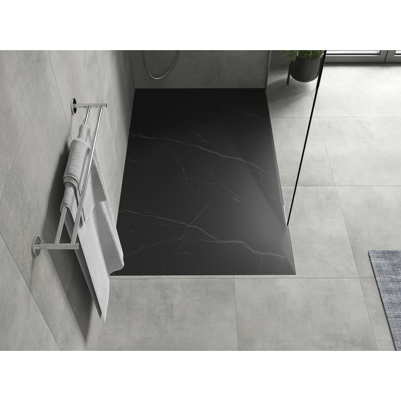 Mexen Hugo taisnstūrveida dušas paliktnis SMC 140 x 70 cm, melnais akmens - 42757014