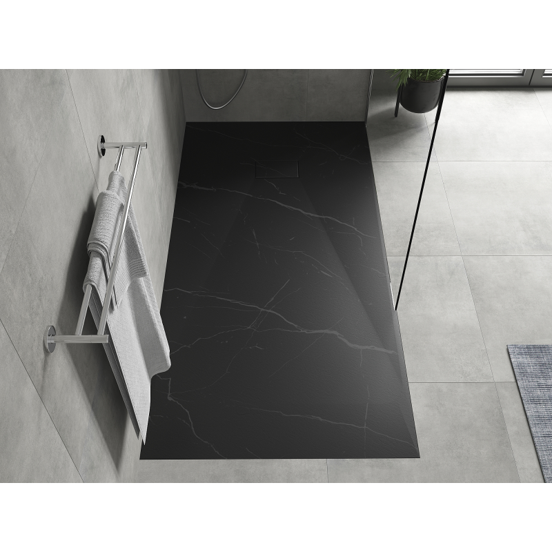 Mexen Hugo taisnstūra dušas paliktnis SMC 170 x 80 cm, melns akmens - 42758017