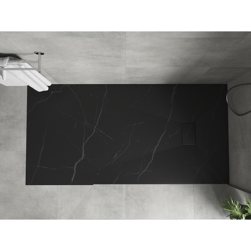 Mexen Hugo brodzik prostokątny SMC 180 x 80 cm, czarny kamień - 42758018