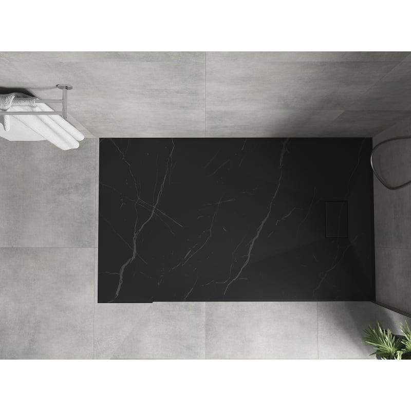 Mexen Hugo rectangular SMC shower tray 140 x 90 cm, black stone - 42759014