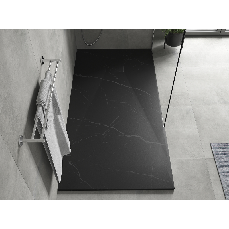 Mexen Hugo taisnstūrveida dušas paliktnis SMC 170 x 90 cm, melns akmens - 42759017