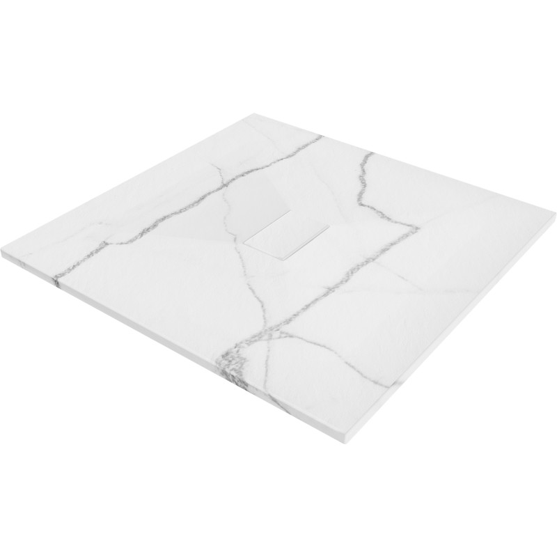 Mexen Hugo plato de ducha cuadrado SMC 100 x 100 cm, piedra blanca - 42151010