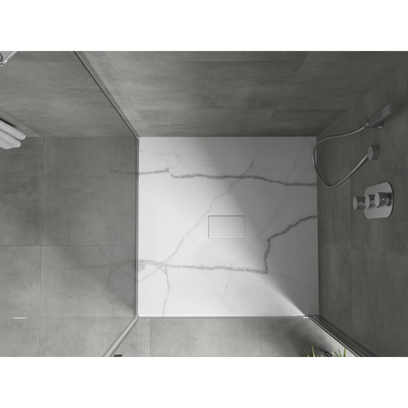 Mexen Hugo kvadrātveida dušas paliktnis SMC 100 x 100 cm, balts akmens - 42151010