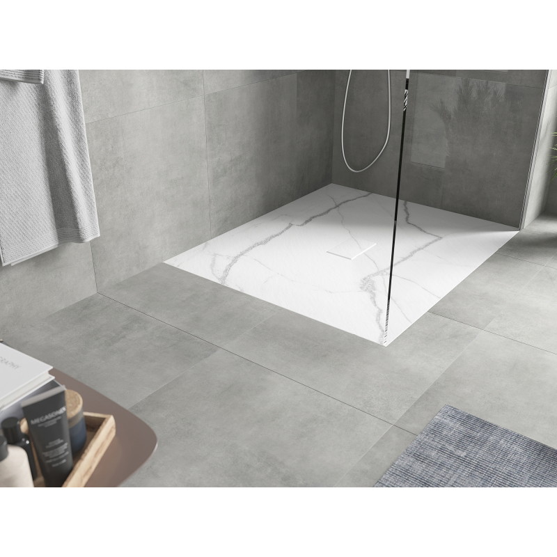 Mexen Hugo rectangular SMC shower tray 120 x 100 cm, white stone - 42151012
