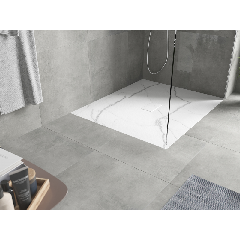 Mexen Hugo taisnstūrveida dušas paliktnis SMC 120 x 100 cm, baltais akmens - 42151012