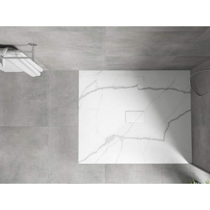 Mexen Hugo rectangular SMC shower tray 120 x 100 cm, white stone - 42151012