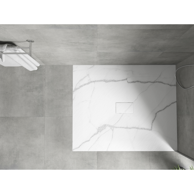 Mexen Hugo taisnstūrveida dušas paliktnis SMC 120 x 100 cm, baltais akmens - 42151012