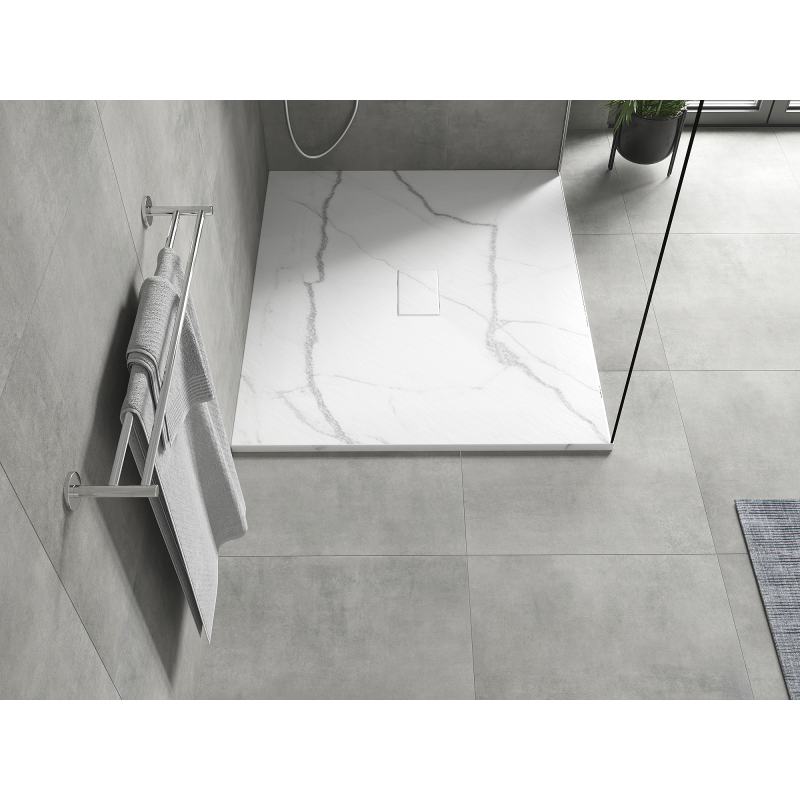Mexen Hugo taisnstūrveida dušas paliktnis SMC 120 x 100 cm, baltais akmens - 42151012
