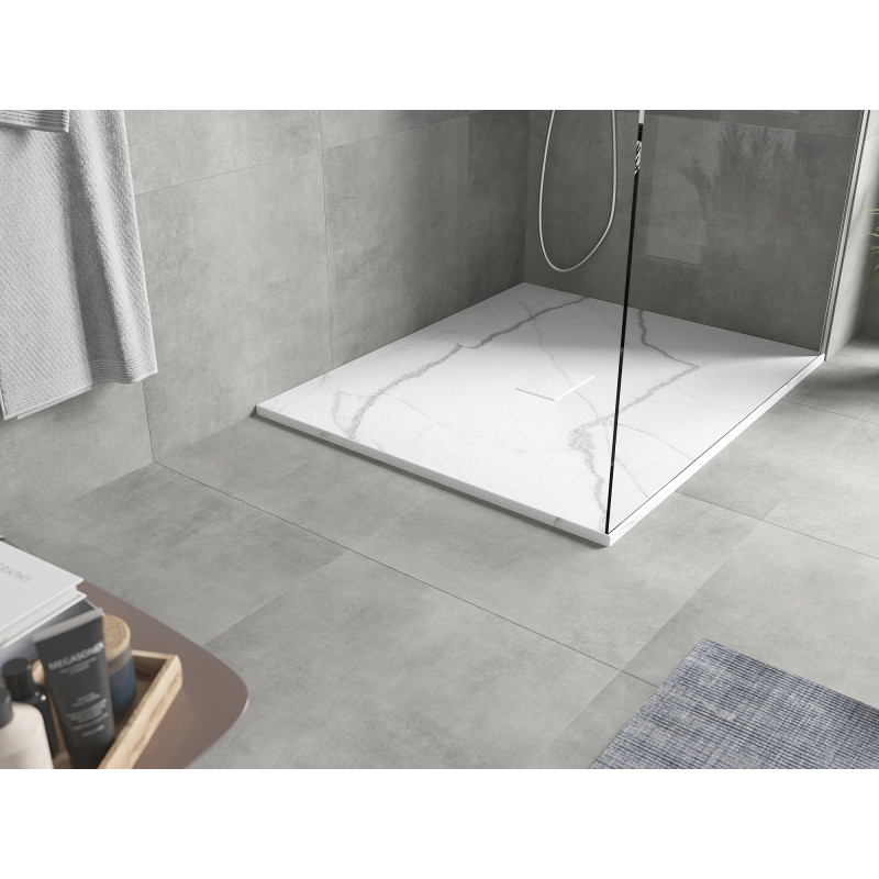 Mexen Hugo rectangular SMC shower tray 120 x 100 cm, white stone - 42151012