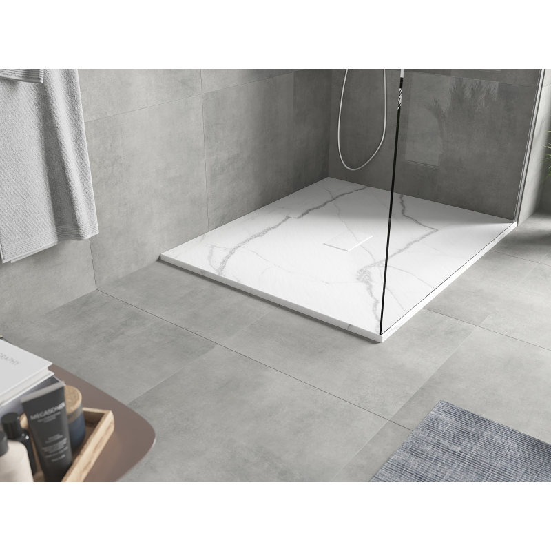 Mexen Hugo taisnstūrveida dušas paliktnis SMC 120 x 100 cm, baltais akmens - 42151012