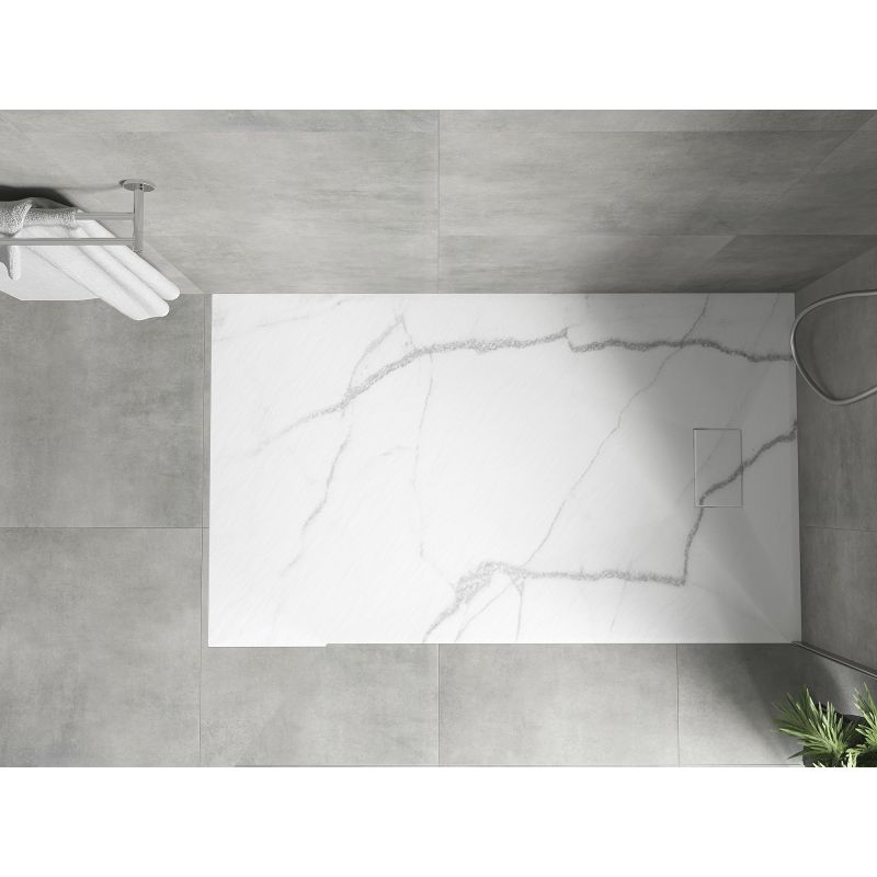 Mexen Hugo taisnstūra dušas paliktnis SMC 140 x 70 cm, balts akmens - 42157014