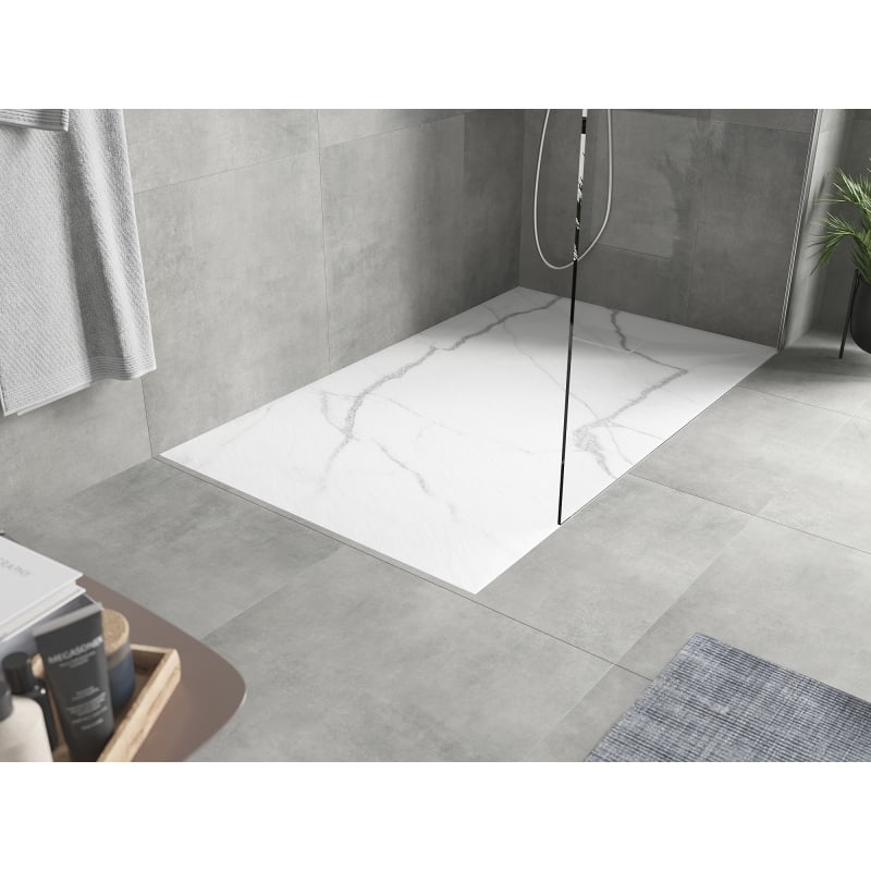 Mexen Hugo rectangular SMC shower tray 140 x 80 cm, white stone - 42158014