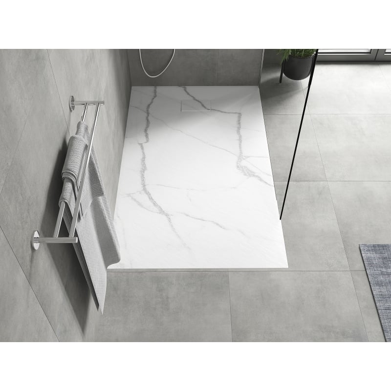 Mexen Hugo rectangular SMC shower tray 140 x 80 cm, white stone - 42158014