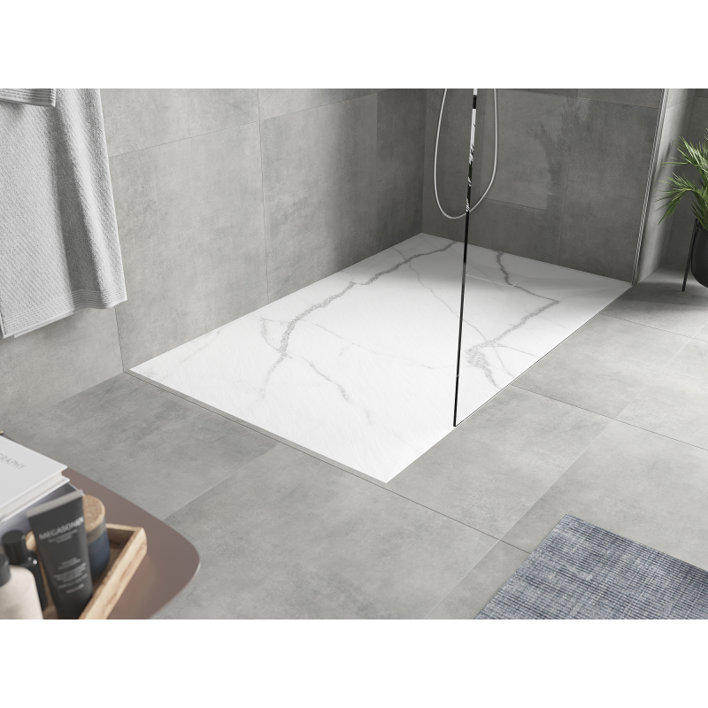 Mexen Hugo taisnstūra dušas paliktnis SMC 160 x 80 cm, balts akmens - 42158016