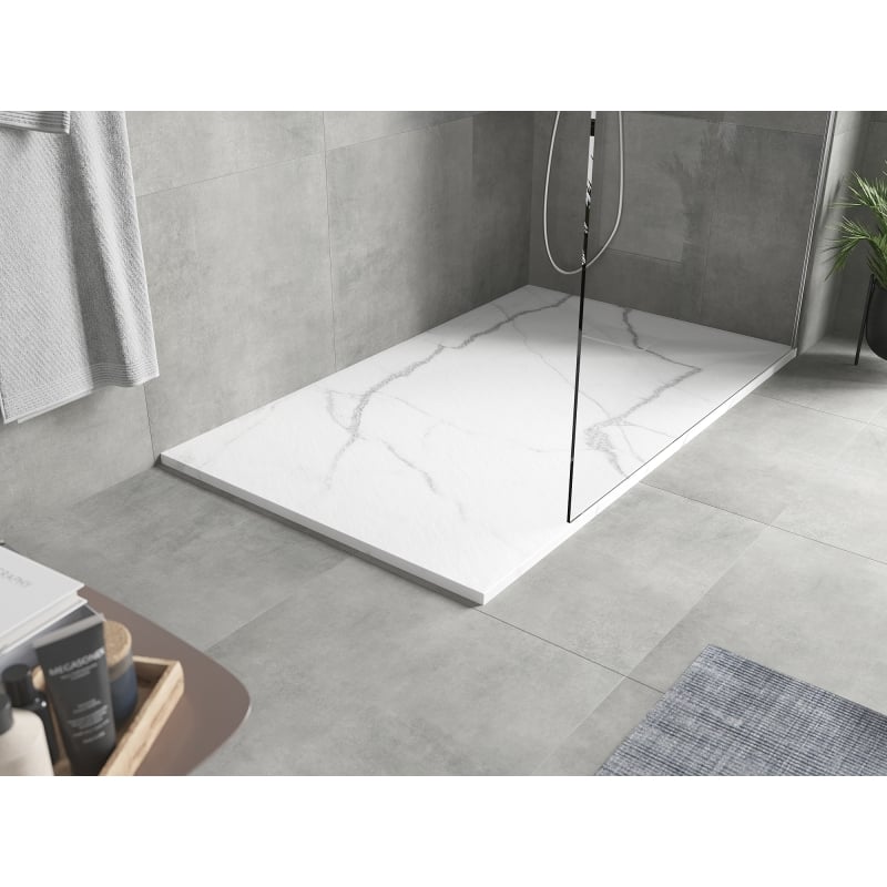 Mexen Hugo rectangular SMC shower base 160 x 90 cm, white stone - 42159016