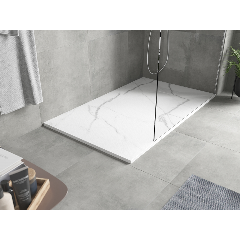 Mexen Hugo taisnstūra dušas paliktnis SMC 160 x 90 cm, balts akmens - 42159016