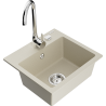 Mexen Milo évier en granit 1 bac avec robinet de cuisine Telma, beige - 6505-69-670200-00