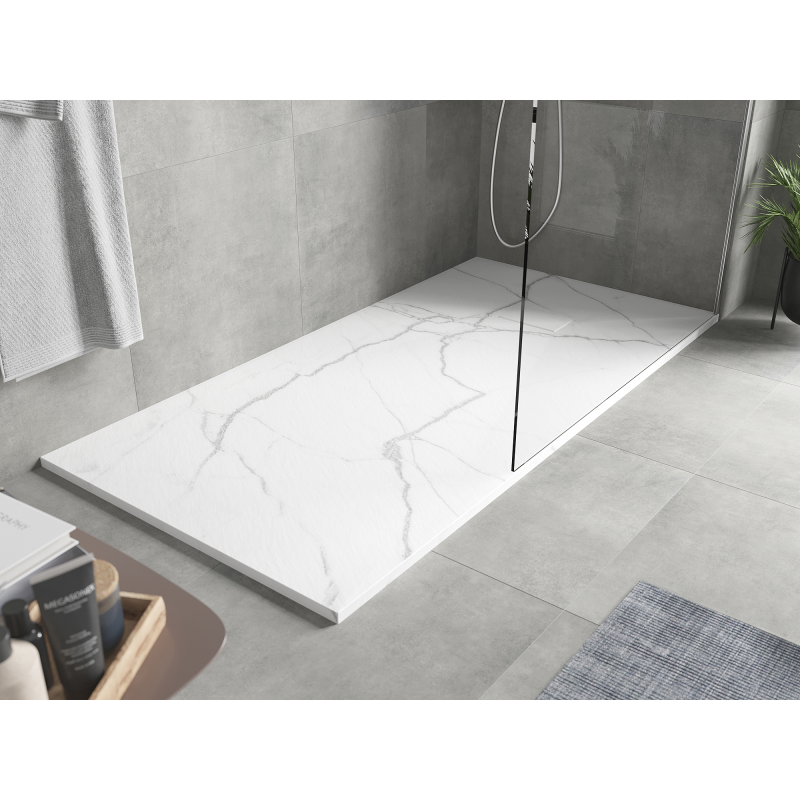 Mexen Hugo taisnstūrveida SMC dušas paliktnis 170 x 80 cm, balts akmens - 42158017