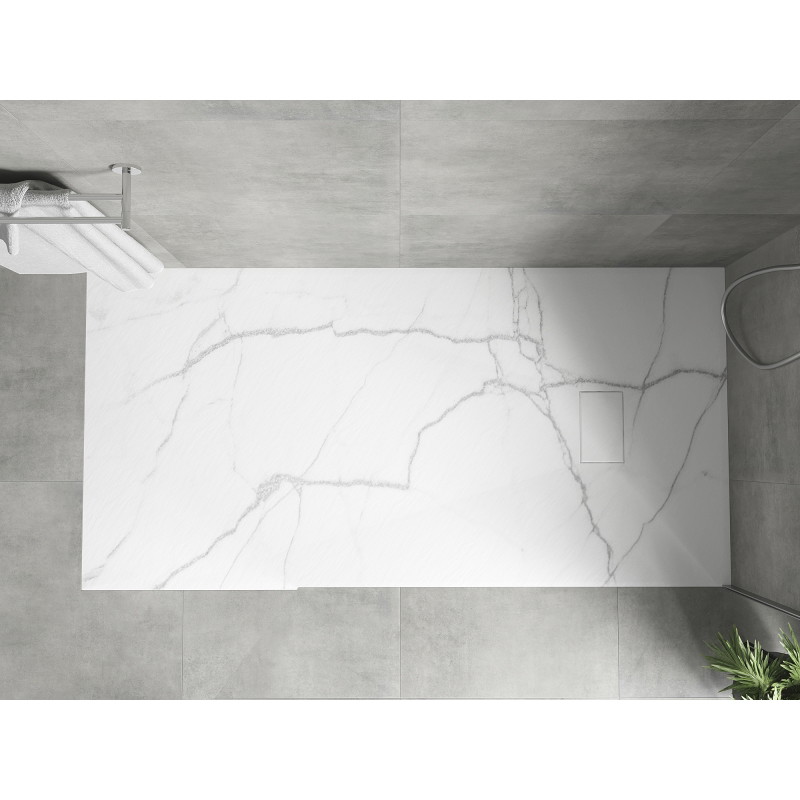 Mexen Hugo ristkülikukujuline SMC dušialus 180 x 80 cm, valge kivi - 42158018