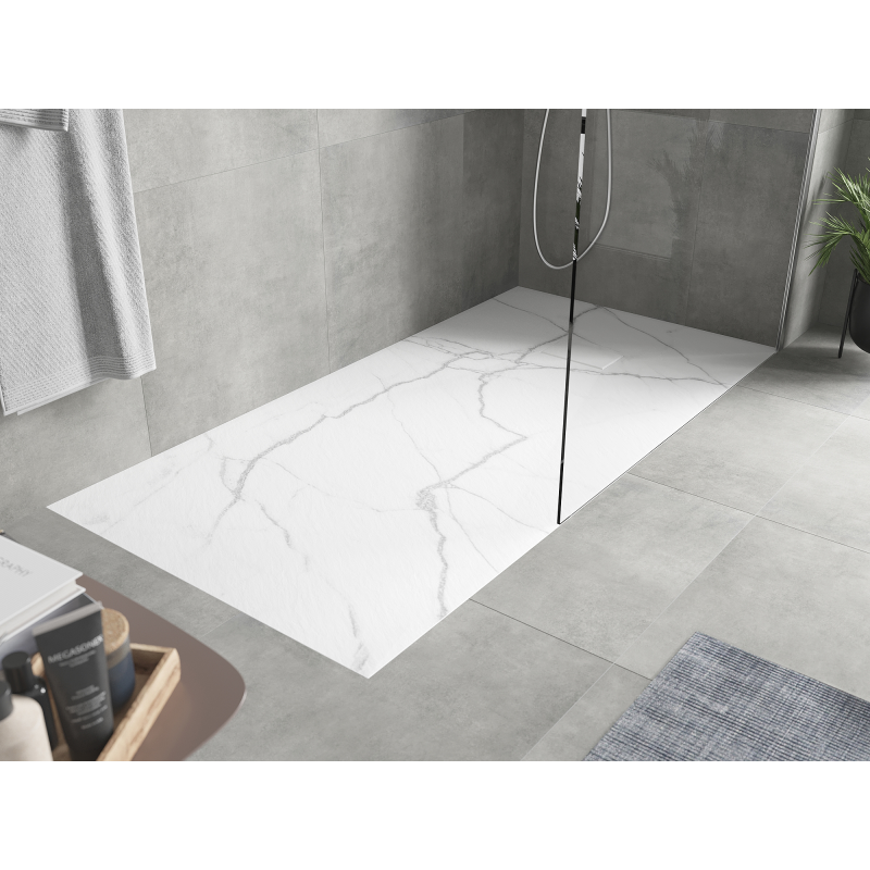 Mexen Hugo taisnstūra dušas paliktnis SMC 170 x 90 cm, balts akmens - 42159017