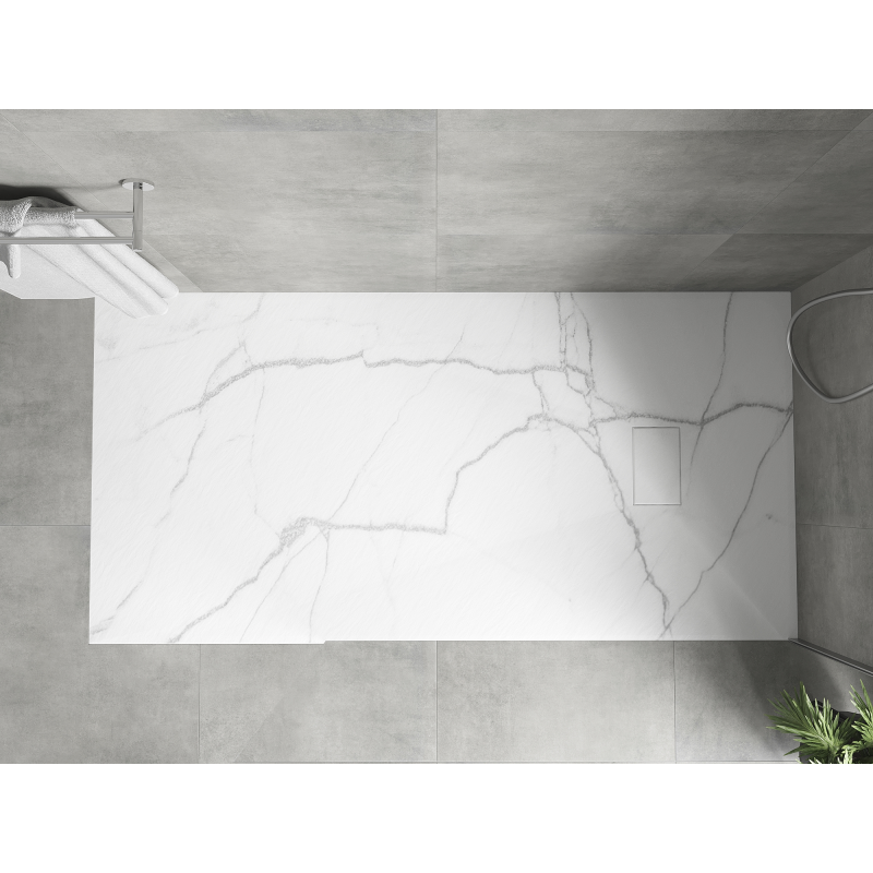 Mexen Hugo taisnstūra dušas paliktnis SMC 170 x 90 cm, balts akmens - 42159017