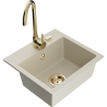 Mexen Milo 1-bowl granite sink with Telma kitchen faucet, beige - 6505-69-670200-50