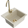 Mexen Milo évier en granit 1 bac avec robinet de cuisine Telma, beige - 6505-69-670200-50