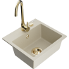 Mexen Milo granit gootsteen 1-komor met keukenkraan Telma, beige - 6505-69-670200-50