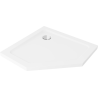 Mexen Flat fünfeckige Duschwanne Slim 80 x 80 cm, weiß, Siphon Chrom - 41P108080