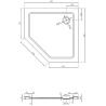 Mexen Flat brodzik pięciokątny slim 80 x 80 cm, biały, syfon chrom - 41P108080