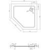 Mexen Flat λεπτή πενταγωνική βάση ντους 80 x 80 cm, λευκό, σιφόνι χρώμιο - 41P108080